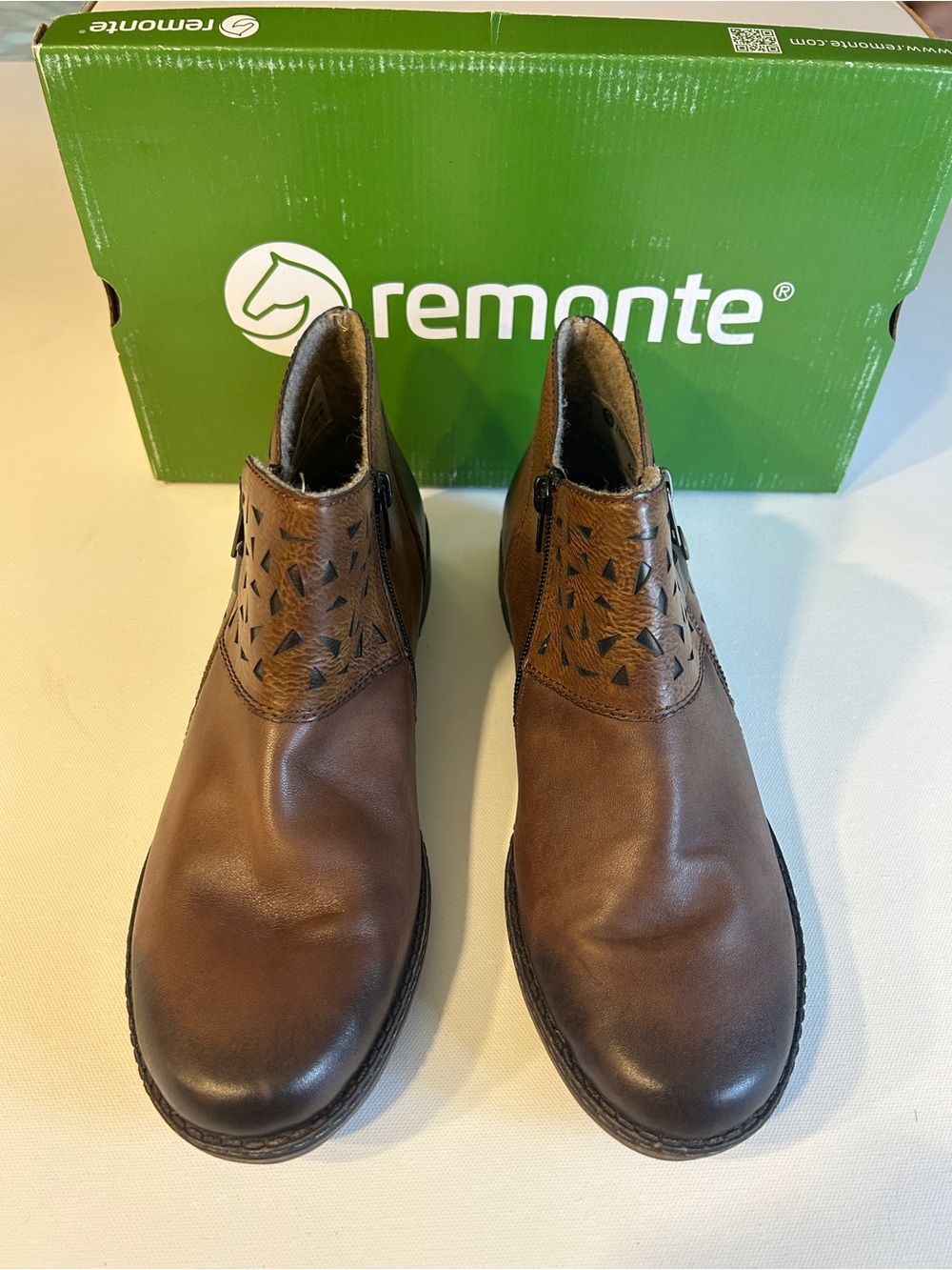 Remonte D4360-25 Brown Leather Ankle Boots Women’s US 9.5 EU 41 Comfort Booties - Picture 2 of 7